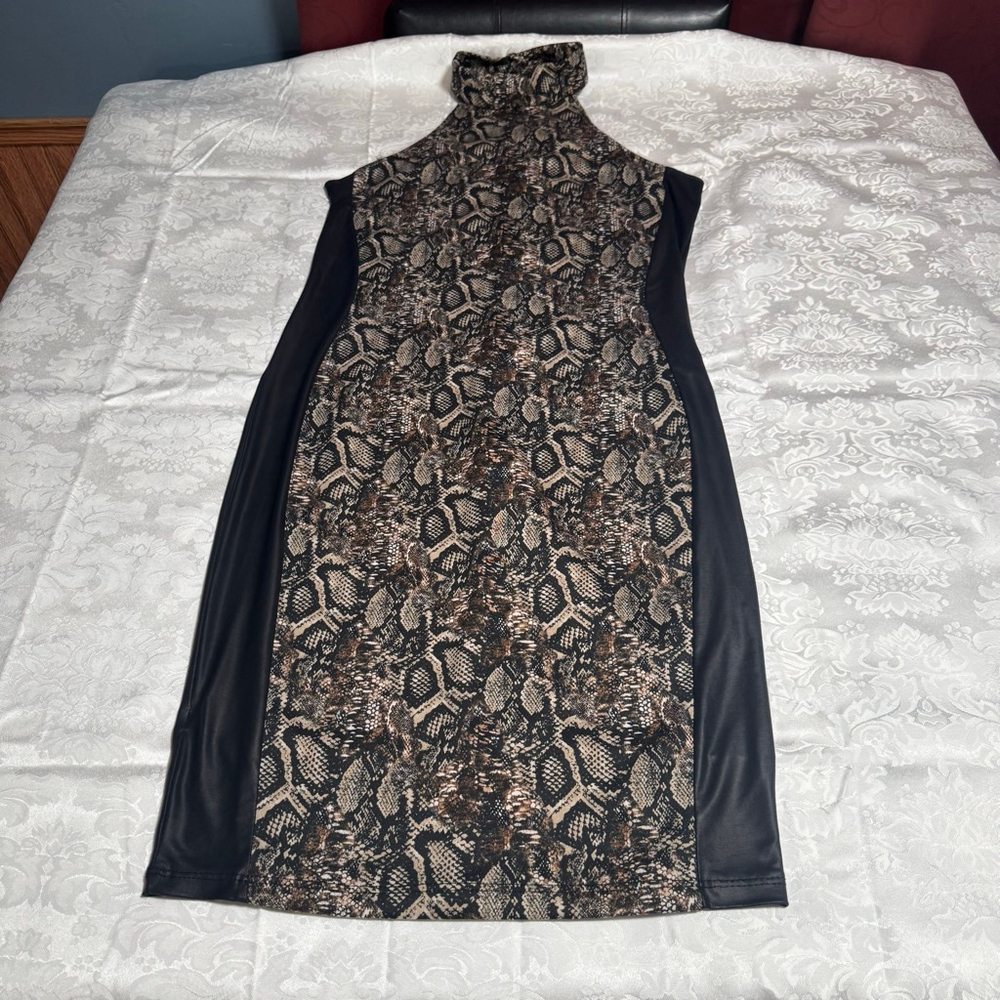 Women's Nicki Minaj XL Brown Black Snake Print Halter Dress